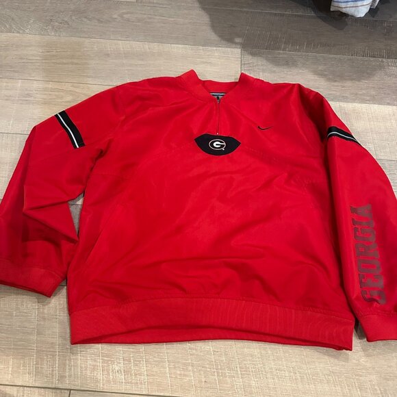 GEORGIA BULLDOGS NIKE YOUTH LARGE WINDBREAKER JACKET PULLOVER GO DAWGS RED - Picture 1 of 11
